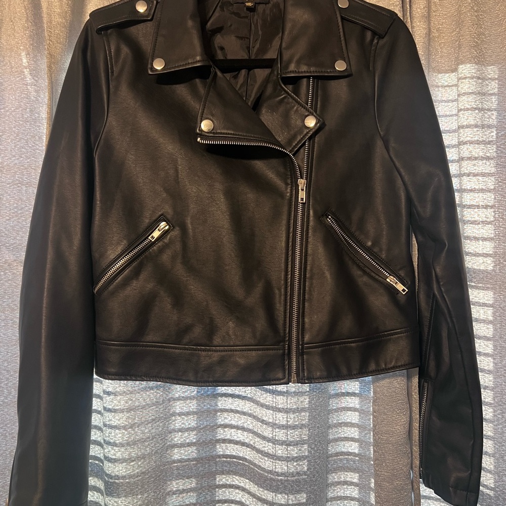 Shinestar Black Faux Leather Moto Jacket